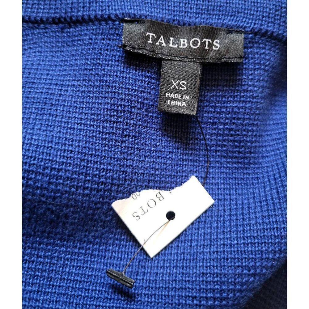 NWT Talbots Sweater Jacket Womens XS Cobalt Blue Notch Collar Open Cotton Knit - Picture 5 of 5